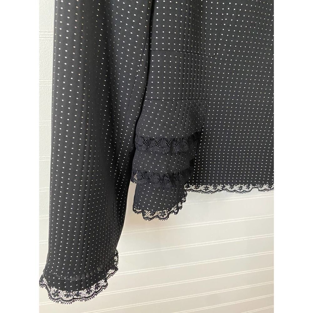 Nipon Boutique Black Dot Embroidered collared Snap Up Scalloped Blazer Size 10 - Picture 3 of 7